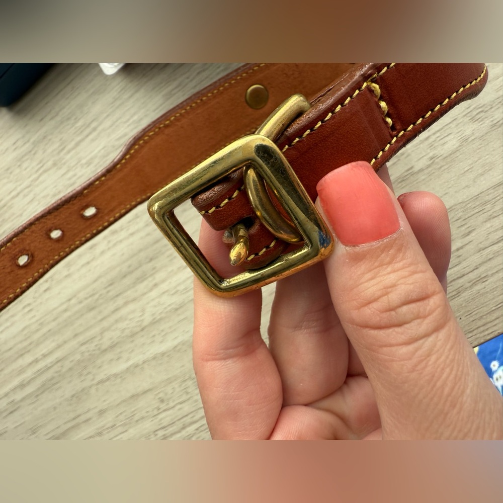 Brown Genuine Leather Collar with Brass Plate 14” - Picture 5 of 5